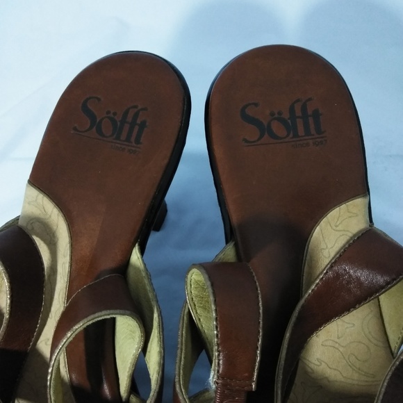 Sofft 1927 Brown Leather Strappy Sandal Heel - Picture 7 of 7